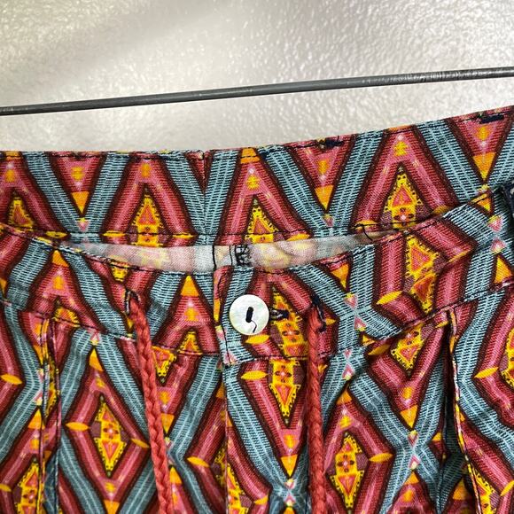 Sundance Kalini Shorts Womens S/M Mixed Print Multi Cuffed Boho Pockets Tassel - Picture 4 of 9